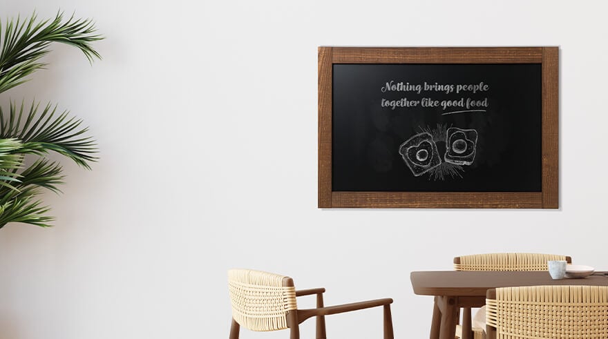 Rustic Chalkboard with the quote Nothing brings people together like good food drawn on